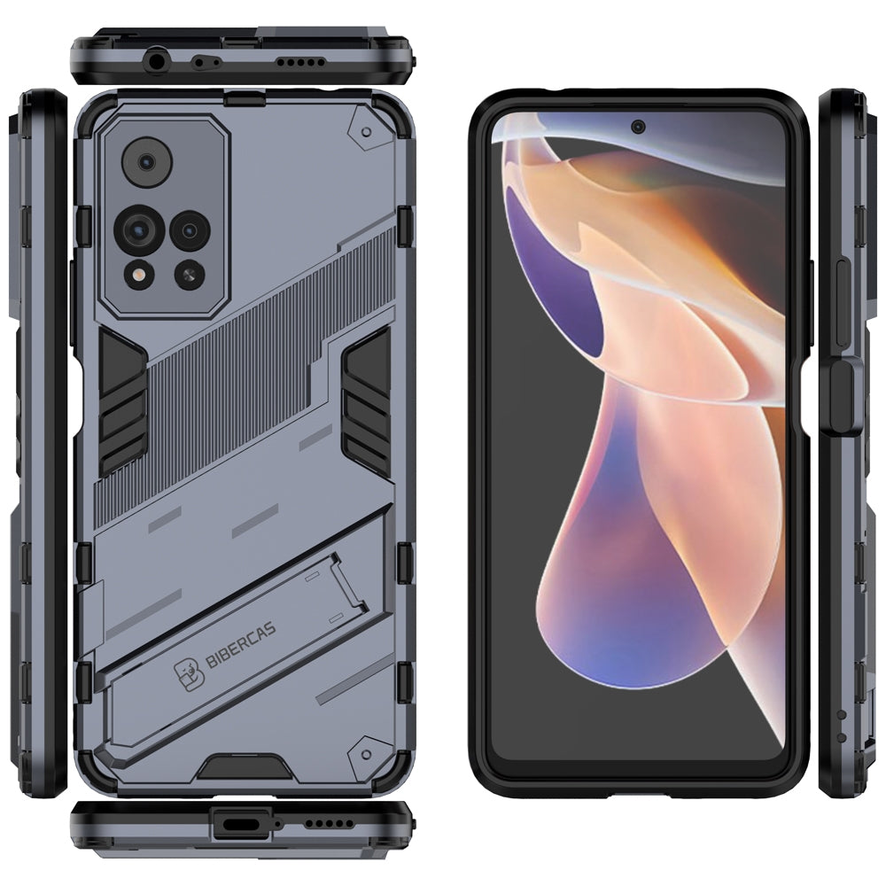 Xiaomi Redmi Note 11 Pro+ Shockproof Phone Case - Punk Armor 2-in-1 PC + TPU with Invisible Holder