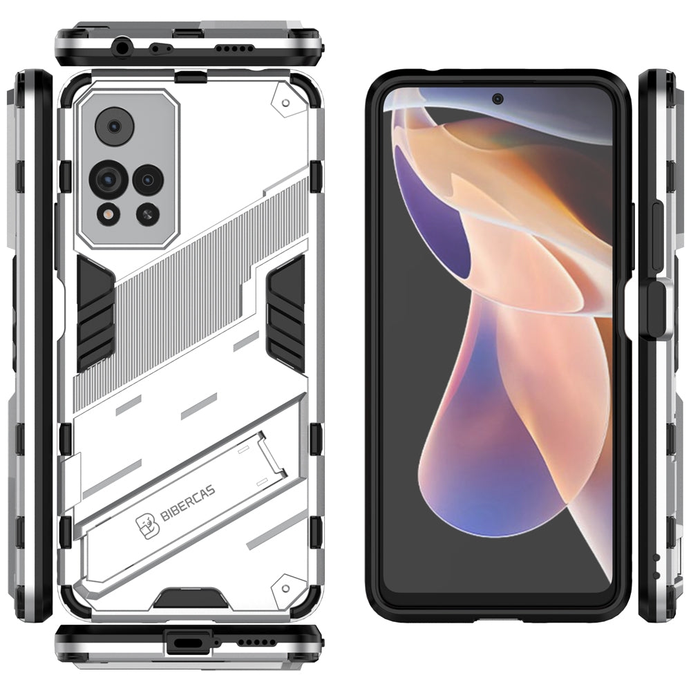 Xiaomi Redmi Note 11 Pro+ Shockproof Phone Case - Punk Armor 2-in-1 PC + TPU with Invisible Holder