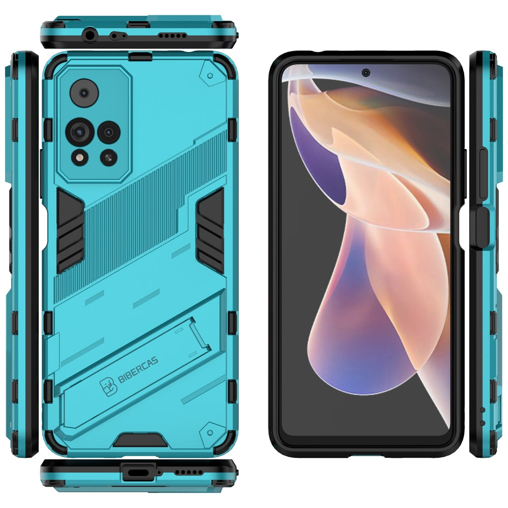 Xiaomi Redmi Note 11 Pro Shockproof Phone Case - Punk Armor 2-in-1 PC + TPU with Invisible Holder