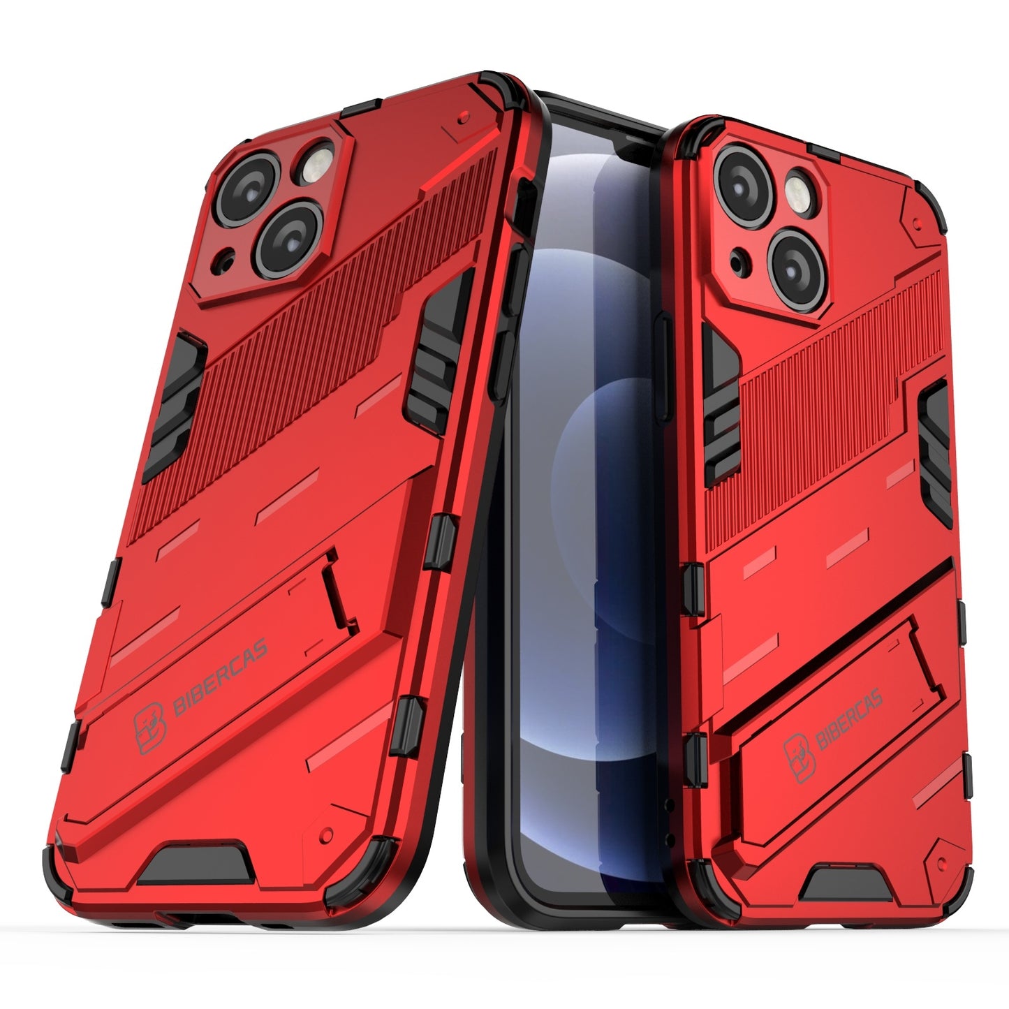 iPhone 13 mini Shockproof Phone Case - Punk Armor 2-in-1 PC + TPU with Invisible Holder