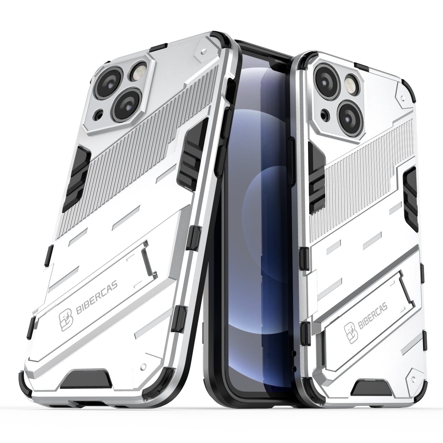 iPhone 13 mini Shockproof Phone Case - Punk Armor 2-in-1 PC + TPU with Invisible Holder