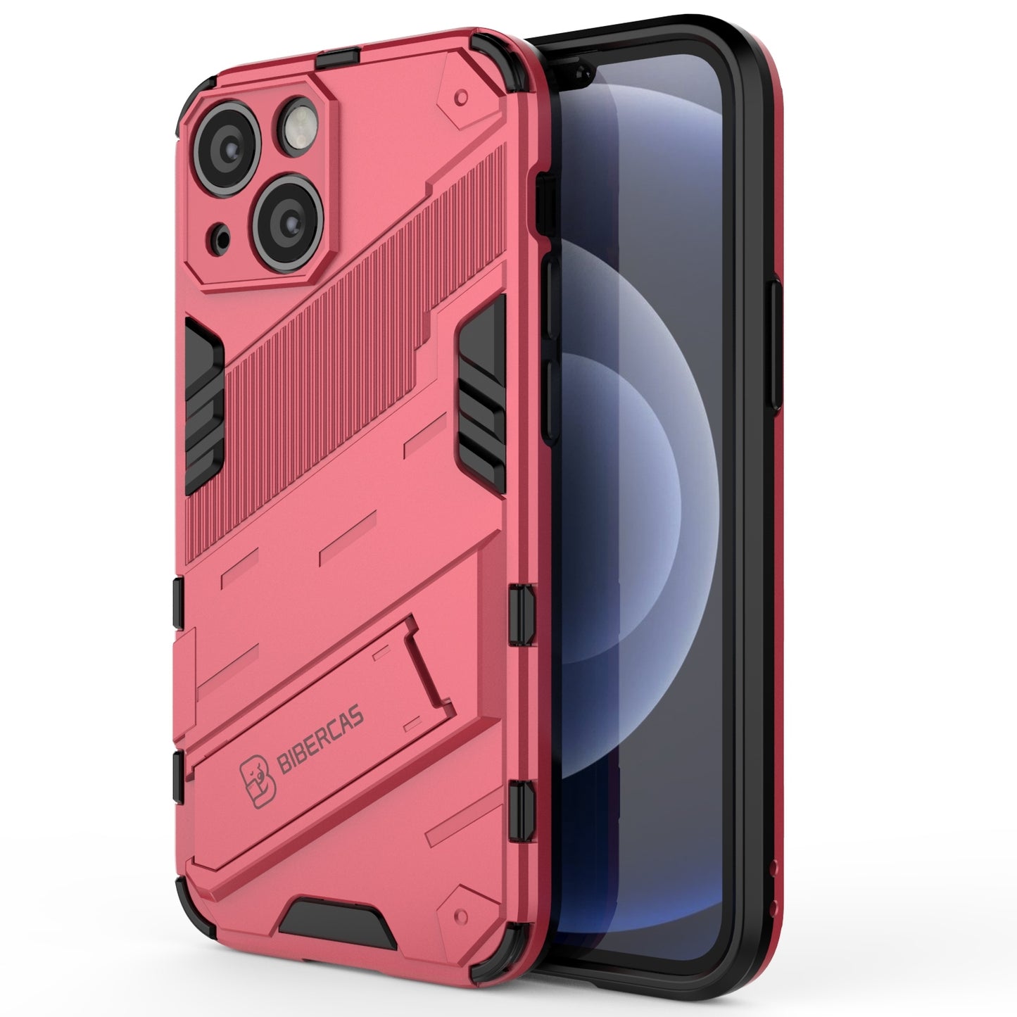 iPhone 13 mini Shockproof Phone Case - Punk Armor 2-in-1 PC + TPU with Invisible Holder