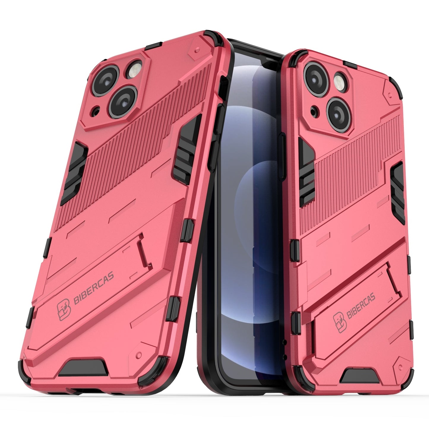 iPhone 13 mini Shockproof Phone Case - Punk Armor 2-in-1 PC + TPU with Invisible Holder