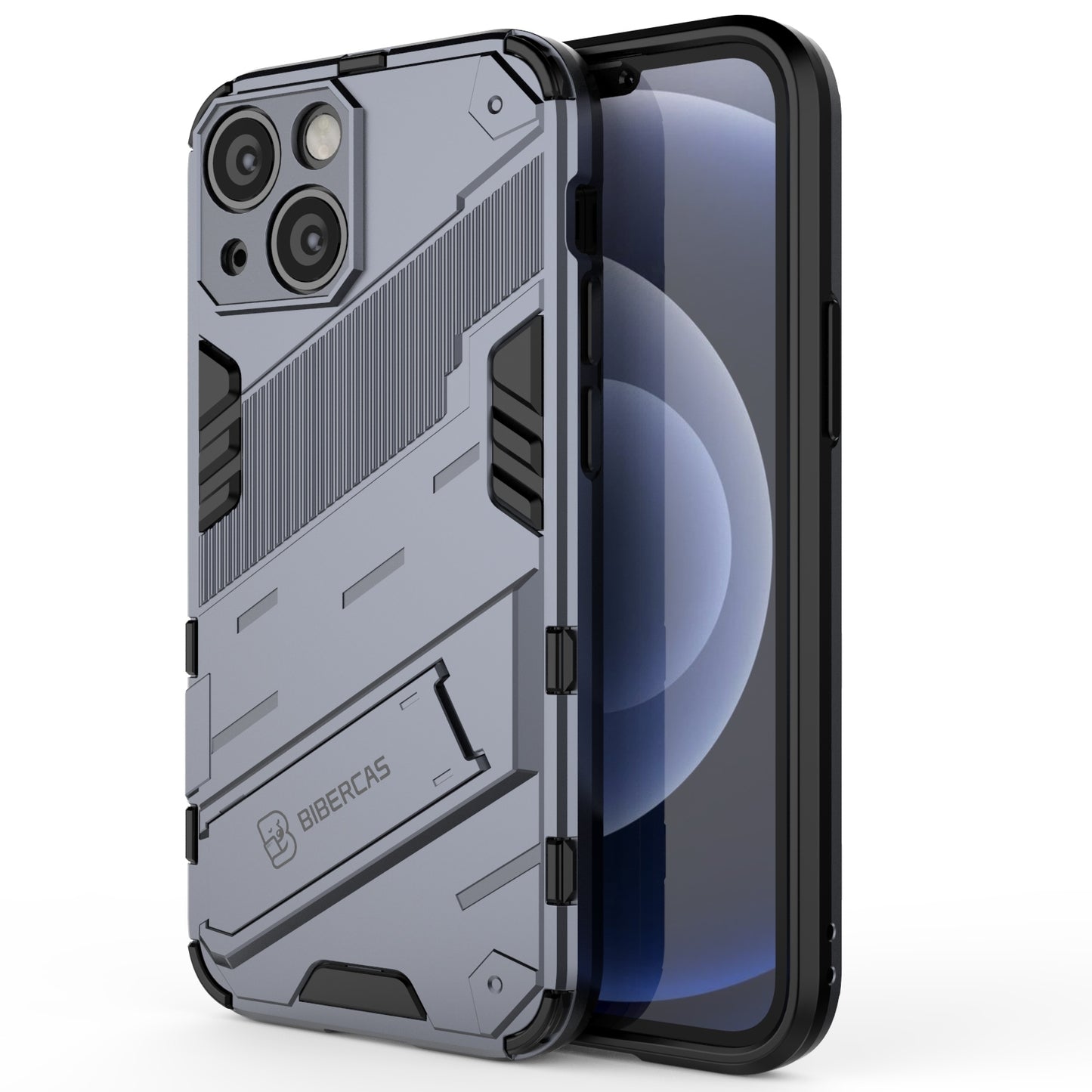 iPhone 13 Shockproof Phone Case - Punk Armor 2-in-1 PC + TPU with Invisible Holder