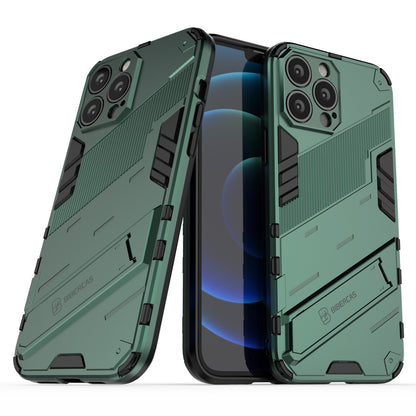 iPhone 13 Pro Shockproof Phone Case - Punk Armor 2-in-1 PC + TPU with Invisible Holder