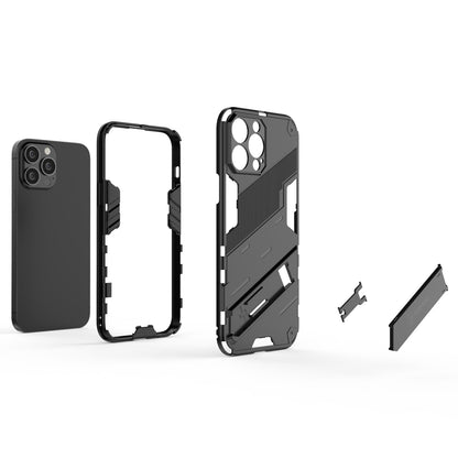 iPhone 13 Pro Shockproof Phone Case - Punk Armor 2-in-1 PC + TPU with Invisible Holder