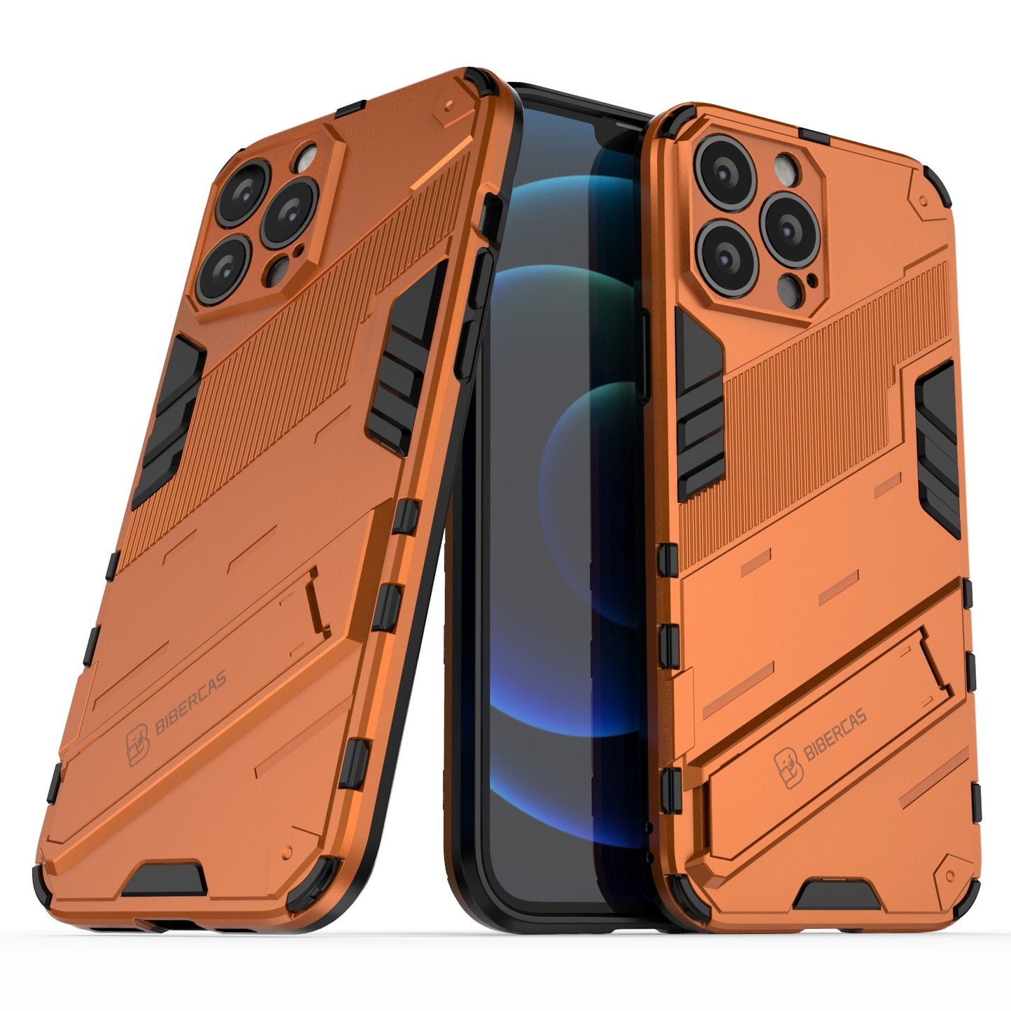 iPhone 13 Pro Max Shockproof Phone Case - Punk Armor 2-in-1 PC + TPU with Invisible Holder