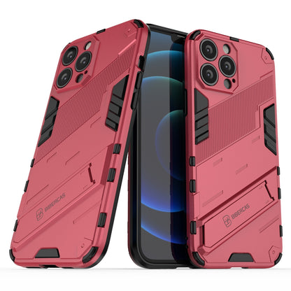 iPhone 13 Pro Max Shockproof Phone Case - Punk Armor 2-in-1 PC + TPU with Invisible Holder