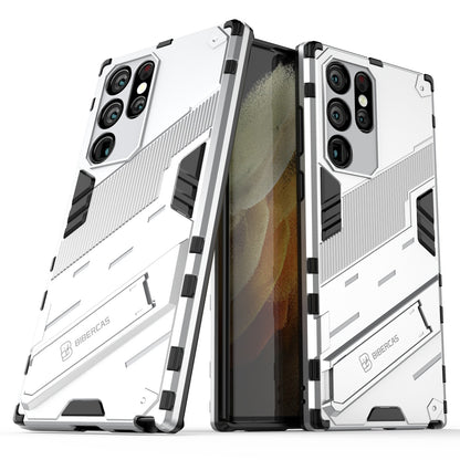 Samsung Galaxy S22 Ultra 5G Shockproof Phone Case - Punk Armor 2-in-1 PC + TPU with Invisible Holder