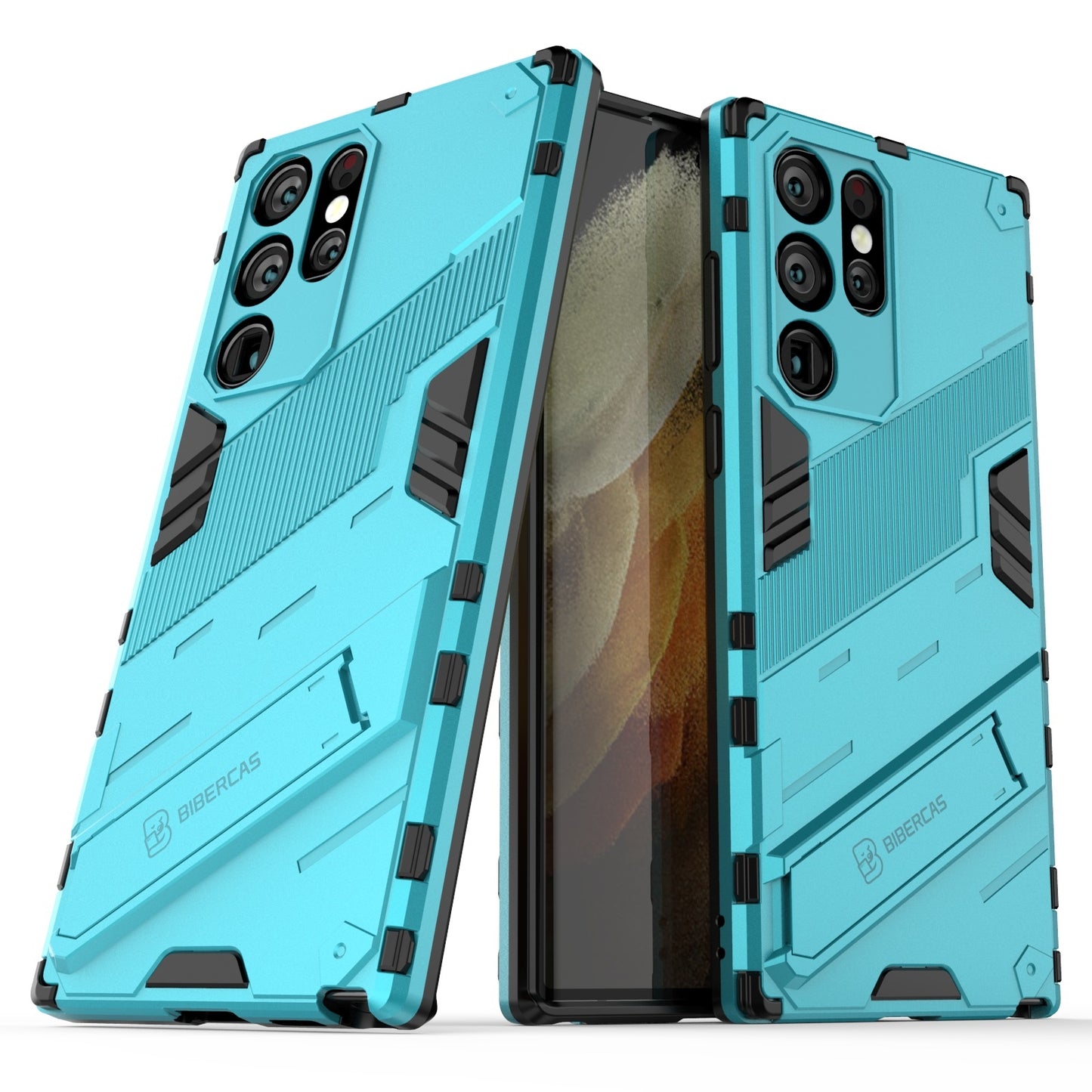 Samsung Galaxy S22 Ultra 5G Shockproof Phone Case - Punk Armor 2-in-1 PC + TPU with Invisible Holder