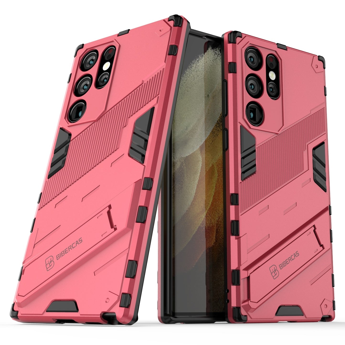 Samsung Galaxy S22 Ultra 5G Shockproof Phone Case - Punk Armor 2-in-1 PC + TPU with Invisible Holder