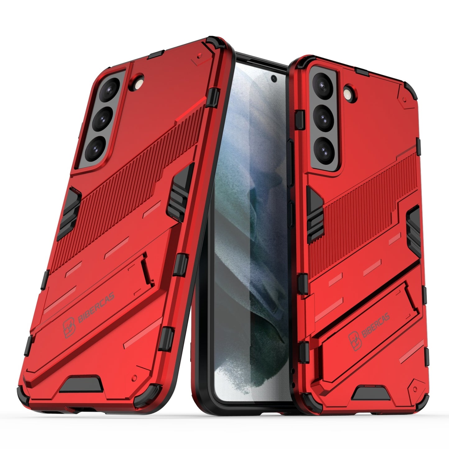 Samsung Galaxy S22 5G Shockproof Phone Case - Punk Armor 2-in-1 PC + TPU with Invisible Holder