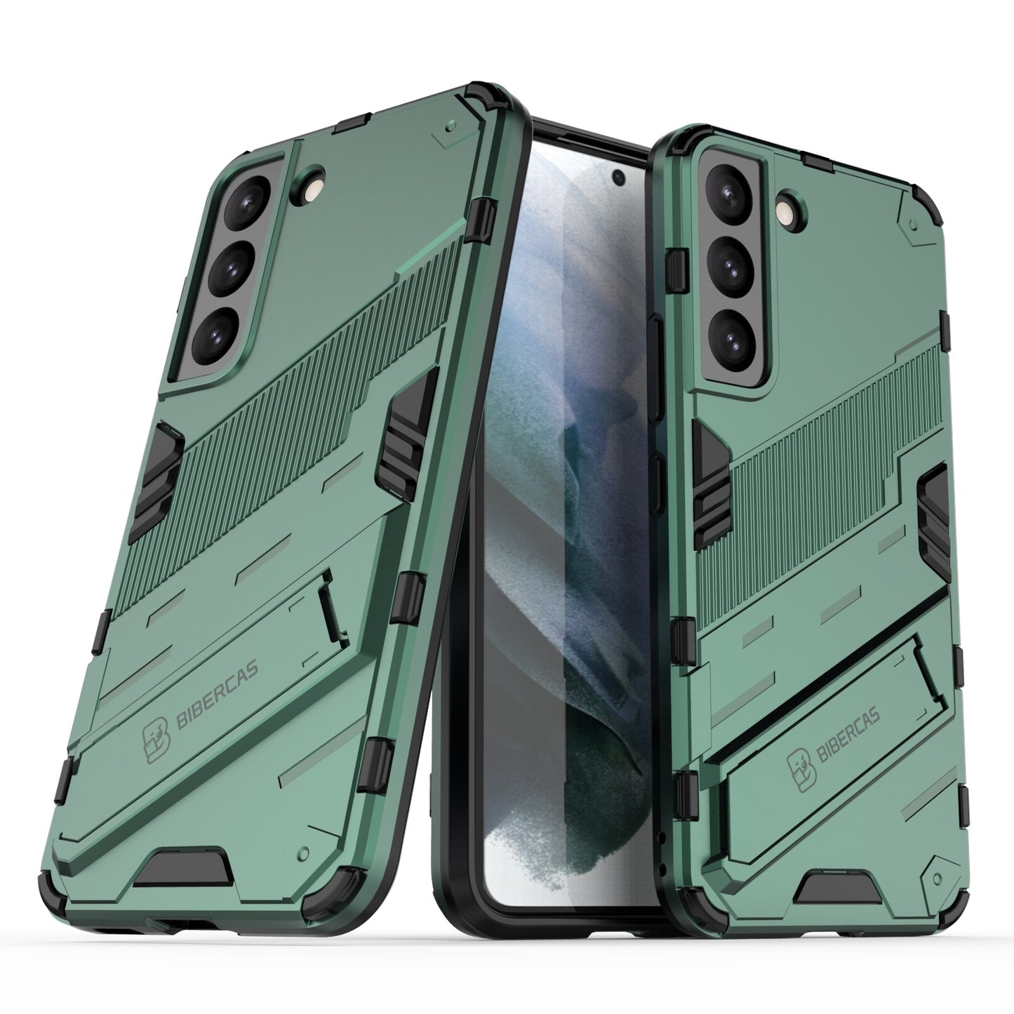 Samsung Galaxy S22 5G Shockproof Phone Case - Punk Armor 2-in-1 PC + TPU with Invisible Holder