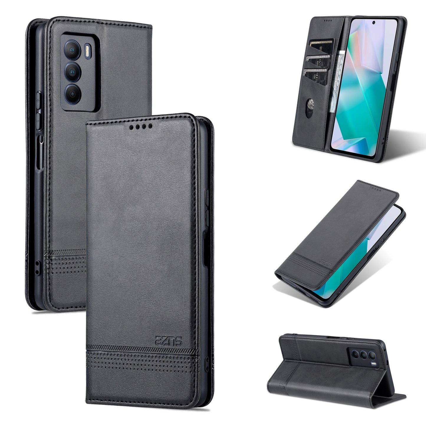 Vivo T1 Leather Wallet Case with Card Holder & Magnetic Closure