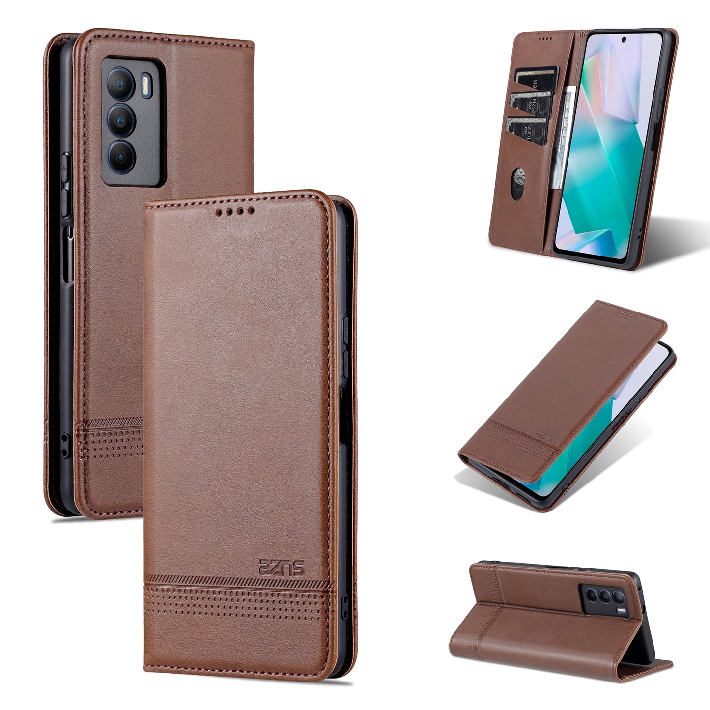 Vivo T1 Leather Wallet Case with Card Holder & Magnetic Closure