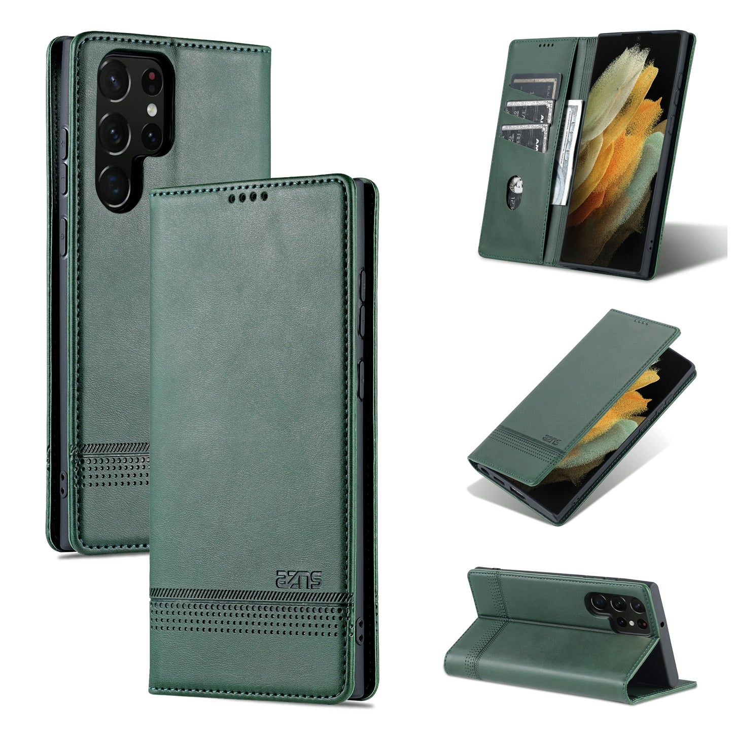 Samsung Galaxy S22 Ultra 5G Leather Wallet Case with Card Holder & Magnetic Closure