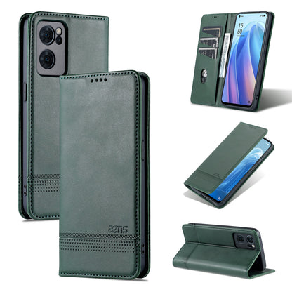 OPPO Reno7 Leather Wallet Case with Card Holder & Magnetic Closure