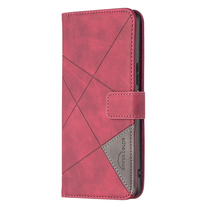 vivo Y15s Rhombus Texture Leather Phone Case with Magnetic Buckle and Card Holder