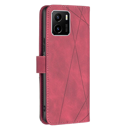 vivo Y15s Rhombus Texture Leather Phone Case with Magnetic Buckle and Card Holder