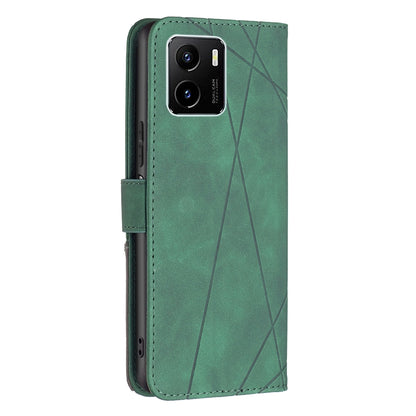 vivo Y15s Rhombus Texture Leather Phone Case with Magnetic Buckle and Card Holder