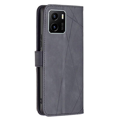 vivo Y15s Rhombus Texture Leather Phone Case with Magnetic Buckle and Card Holder