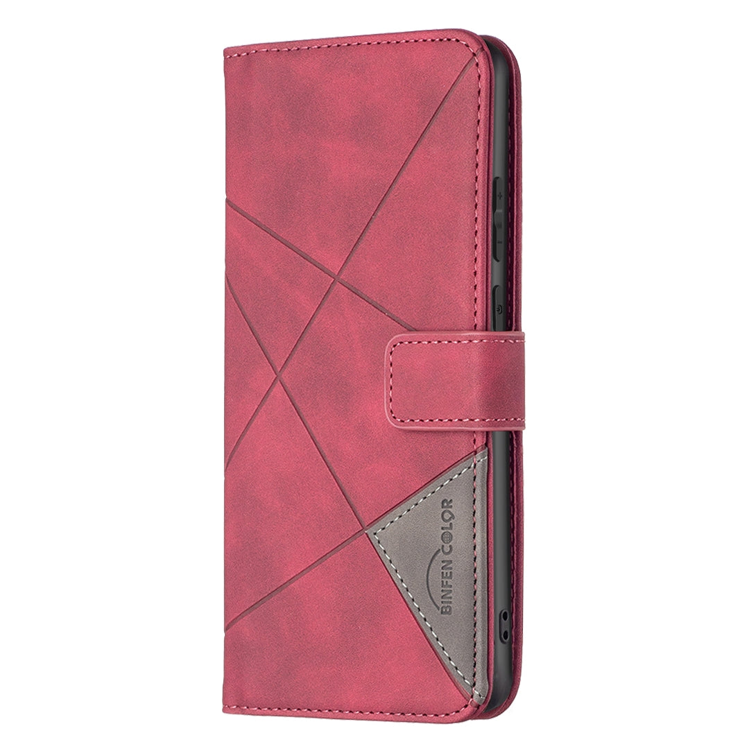 Samsung Galaxy A03 166mm Rhombus Texture Leather Phone Case with Magnetic Buckle and Card Holder