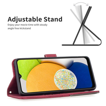 Samsung Galaxy A03 166mm Rhombus Texture Leather Phone Case with Magnetic Buckle and Card Holder