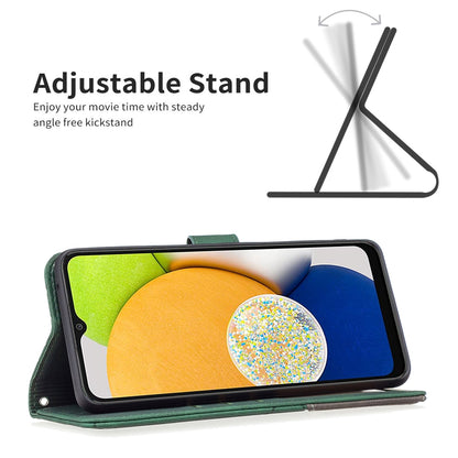 Samsung Galaxy A03 166mm Rhombus Texture Leather Phone Case with Magnetic Buckle and Card Holder