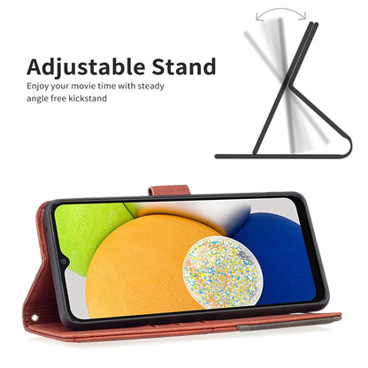 Samsung Galaxy A03 166mm Rhombus Texture Leather Phone Case with Magnetic Buckle and Card Holder