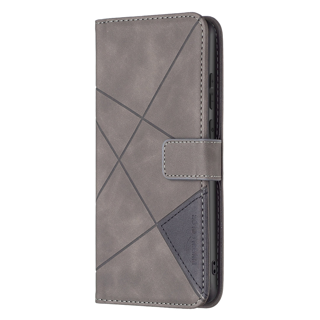Samsung Galaxy A03 166mm Rhombus Texture Leather Phone Case with Magnetic Buckle and Card Holder