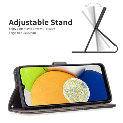 Samsung Galaxy A03 166mm Rhombus Texture Leather Phone Case with Magnetic Buckle and Card Holder