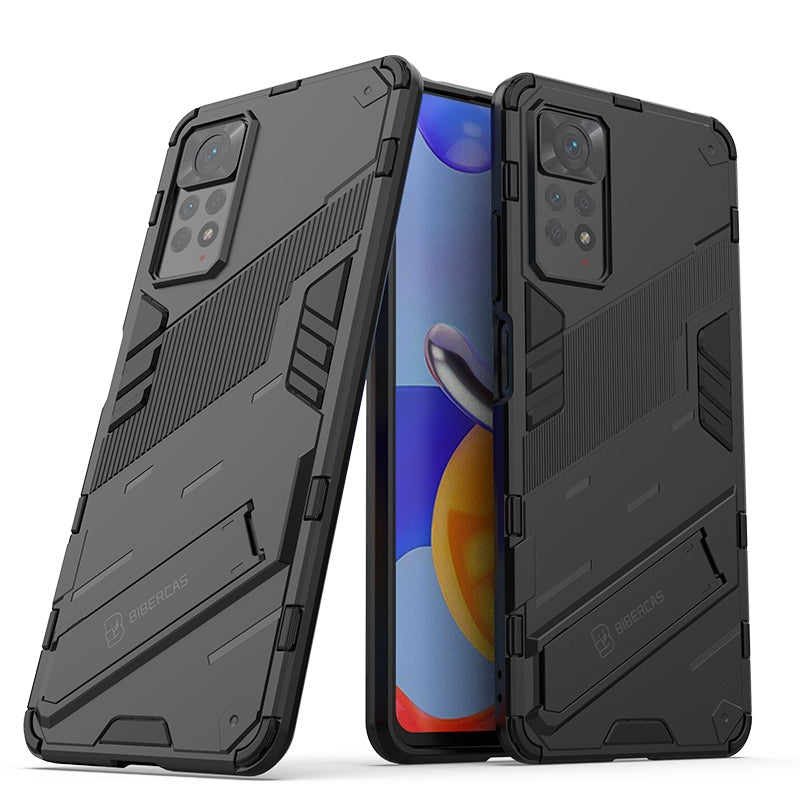 Xiaomi Redmi Note 11 Pro 5G Shockproof Phone Case - Punk Armor 2-in-1 PC + TPU with Invisible Holder