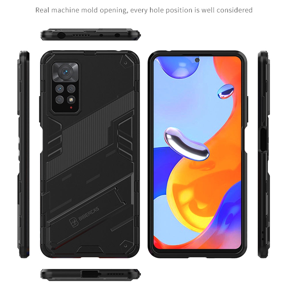 Xiaomi Redmi Note 11 Pro 5G Shockproof Phone Case - Punk Armor 2-in-1 PC + TPU with Invisible Holder