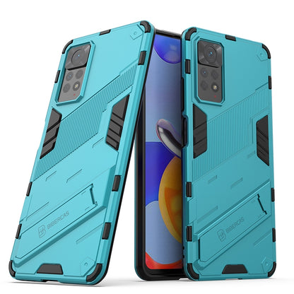 Xiaomi Redmi Note 11 Pro 5G Shockproof Phone Case - Punk Armor 2-in-1 PC + TPU with Invisible Holder