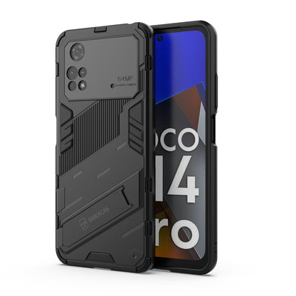 Xiaomi Poco M4 Pro 4G Shockproof Phone Case - Punk Armor 2-in-1 PC + TPU with Invisible Holder