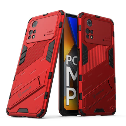 Xiaomi Poco M4 Pro 4G Shockproof Phone Case - Punk Armor 2-in-1 PC + TPU with Invisible Holder