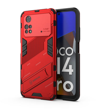 Xiaomi Poco M4 Pro 4G Shockproof Phone Case - Punk Armor 2-in-1 PC + TPU with Invisible Holder