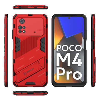 Xiaomi Poco M4 Pro 4G Shockproof Phone Case - Punk Armor 2-in-1 PC + TPU with Invisible Holder