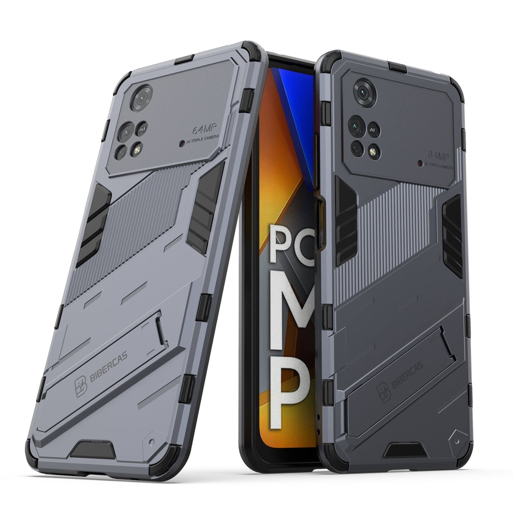 Xiaomi Poco M4 Pro 4G Shockproof Phone Case - Punk Armor 2-in-1 PC + TPU with Invisible Holder