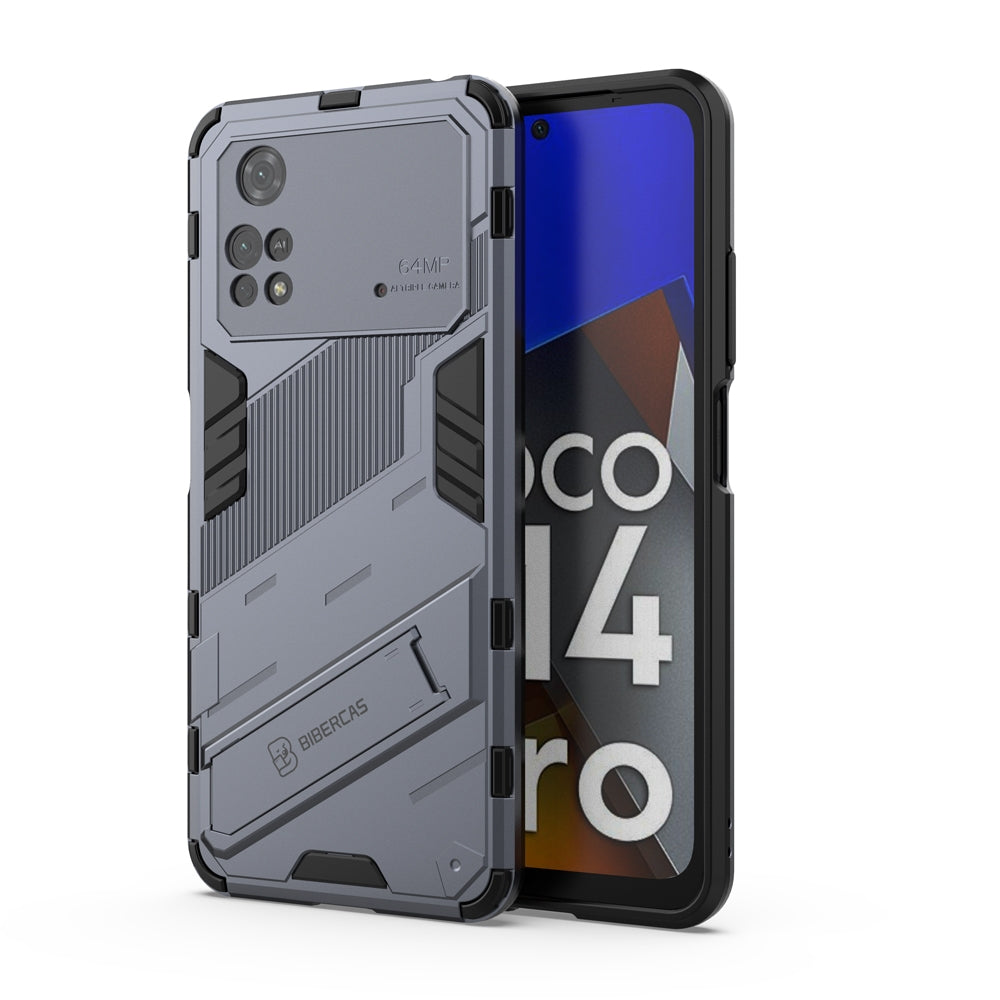 Xiaomi Poco M4 Pro 4G Shockproof Phone Case - Punk Armor 2-in-1 PC + TPU with Invisible Holder