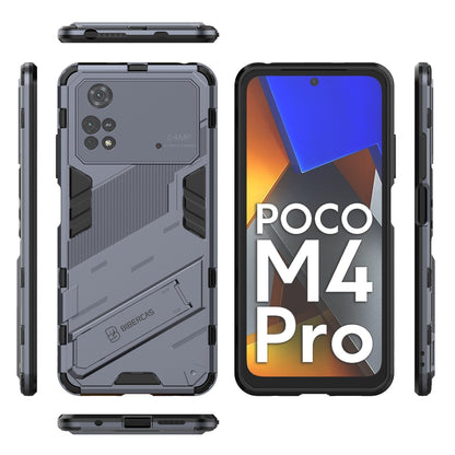 Xiaomi Poco M4 Pro 4G Shockproof Phone Case - Punk Armor 2-in-1 PC + TPU with Invisible Holder