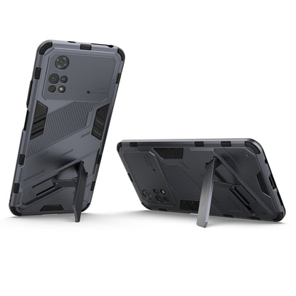 Xiaomi Poco M4 Pro 4G Shockproof Phone Case - Punk Armor 2-in-1 PC + TPU with Invisible Holder