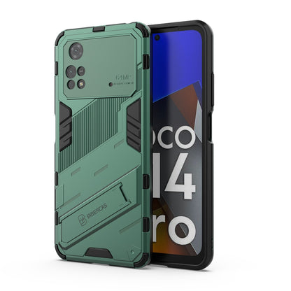 Xiaomi Poco M4 Pro 4G Shockproof Phone Case - Punk Armor 2-in-1 PC + TPU with Invisible Holder