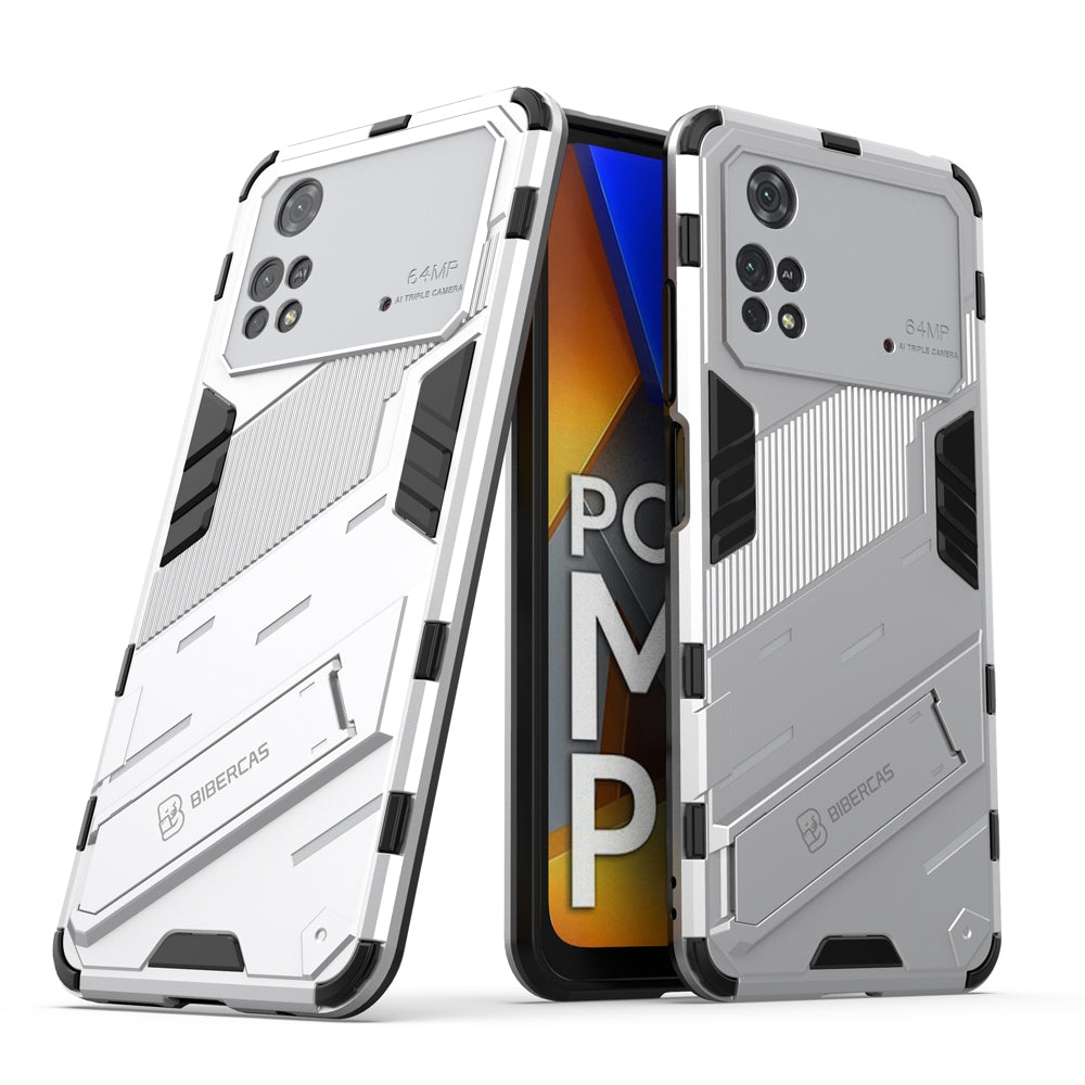 Xiaomi Poco M4 Pro 4G Shockproof Phone Case - Punk Armor 2-in-1 PC + TPU with Invisible Holder