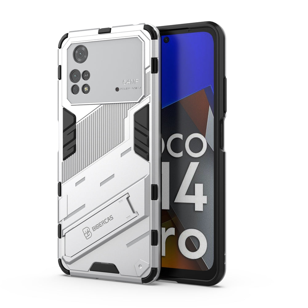 Xiaomi Poco M4 Pro 4G Shockproof Phone Case - Punk Armor 2-in-1 PC + TPU with Invisible Holder