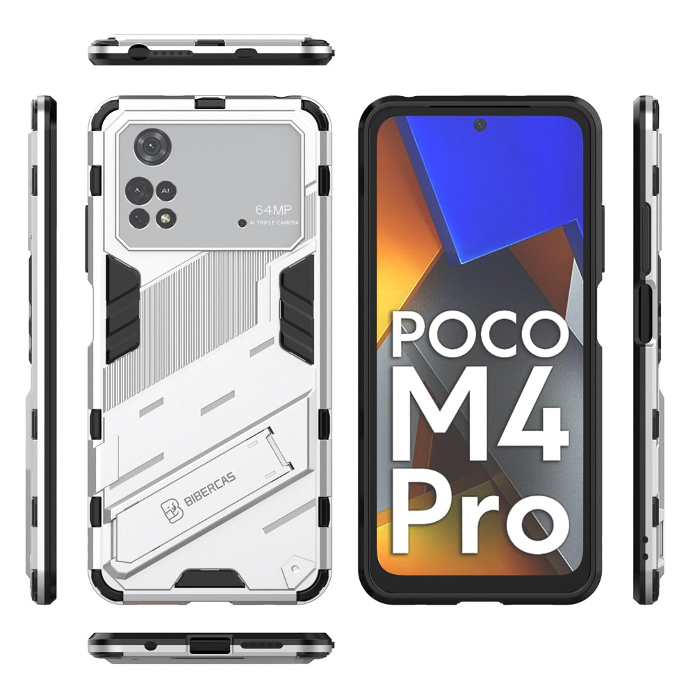 Xiaomi Poco M4 Pro 4G Shockproof Phone Case - Punk Armor 2-in-1 PC + TPU with Invisible Holder