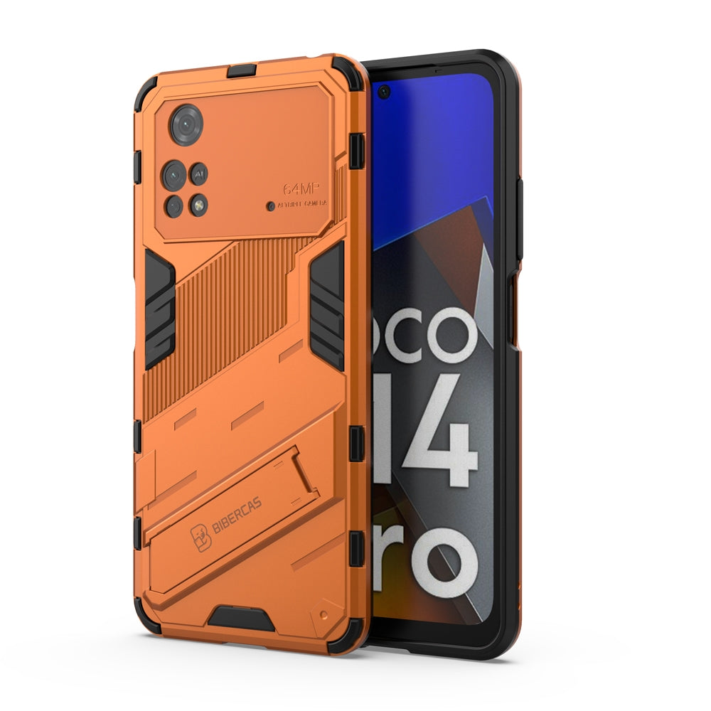 Xiaomi Poco M4 Pro 4G Shockproof Phone Case - Punk Armor 2-in-1 PC + TPU with Invisible Holder