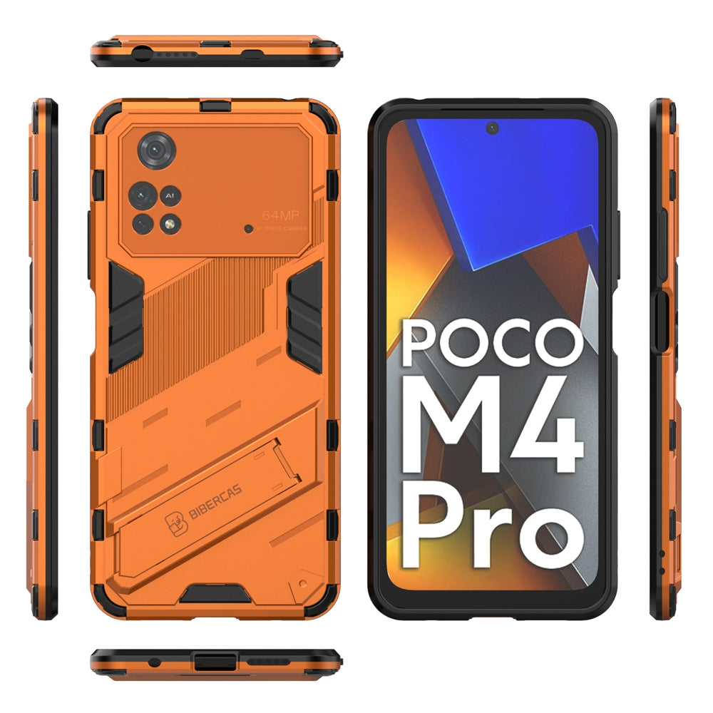 Xiaomi Poco M4 Pro 4G Shockproof Phone Case - Punk Armor 2-in-1 PC + TPU with Invisible Holder