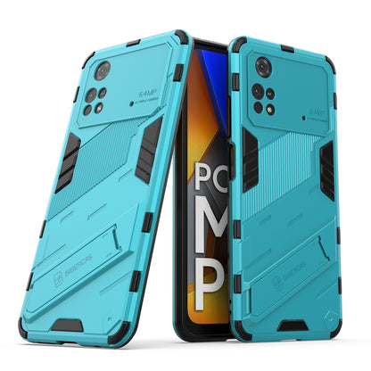 Xiaomi Poco M4 Pro 4G Shockproof Phone Case - Punk Armor 2-in-1 PC + TPU with Invisible Holder