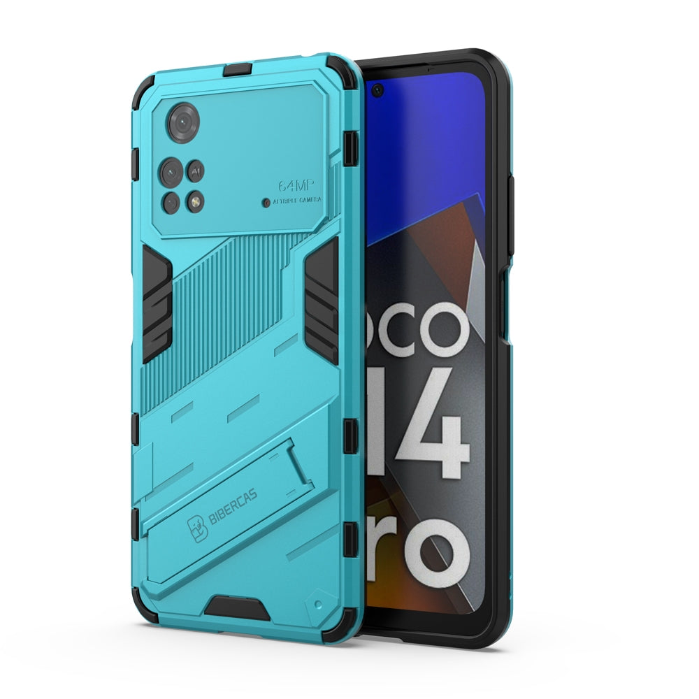 Xiaomi Poco M4 Pro 4G Shockproof Phone Case - Punk Armor 2-in-1 PC + TPU with Invisible Holder